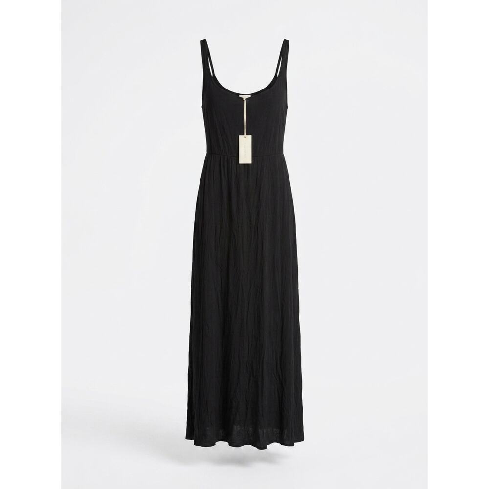 Z Supply Black Spaghetti-Strap V-Neck Smocked-Waist Maxi Dress - Picture 3 of 5